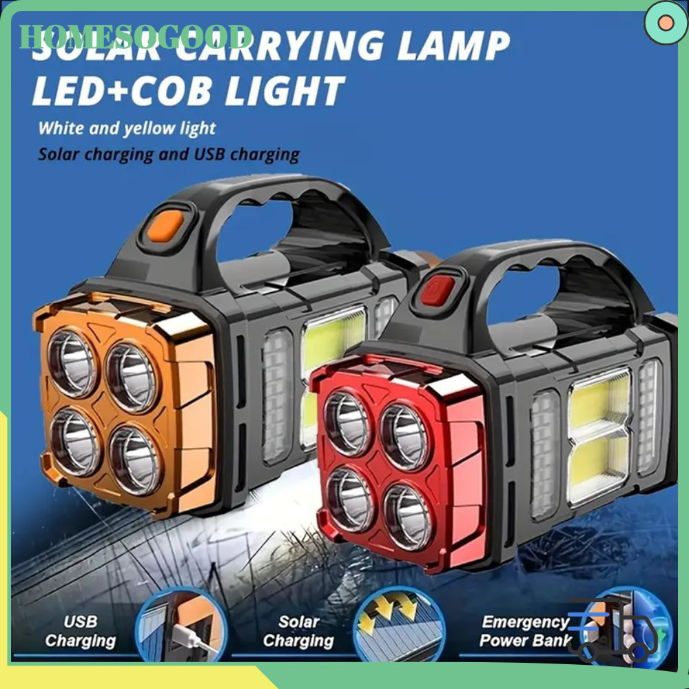 HOMESOGOOD ไฟฉาย COB LED มัลติฟังก์ชั่น พร้อมไฟฉุกเฉินและโหมดUSB สำหรับการใช้งานกลางแจ้ง กันน้ำและให้ความสว่างสูง – โปรปัง