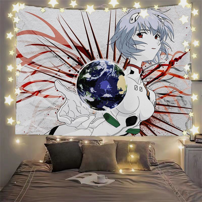 Neon Genesis Evangelion EVA ผ้าพื้นหลัง Tapestry หอพักนักเรียนผ้าผนังห้องข้างเตียงอะนิเมะตกแต่ง ins