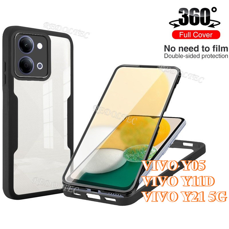 360 คลุมทั้งหมดกรณี VIVO Y05 Y11D Y21 5G 2026 กันกระแทกอะคริลิคใสด้านหน้าด้านหลังสองด้านป้องกัน Hard เคสโทรศัพท์ VIVOY05