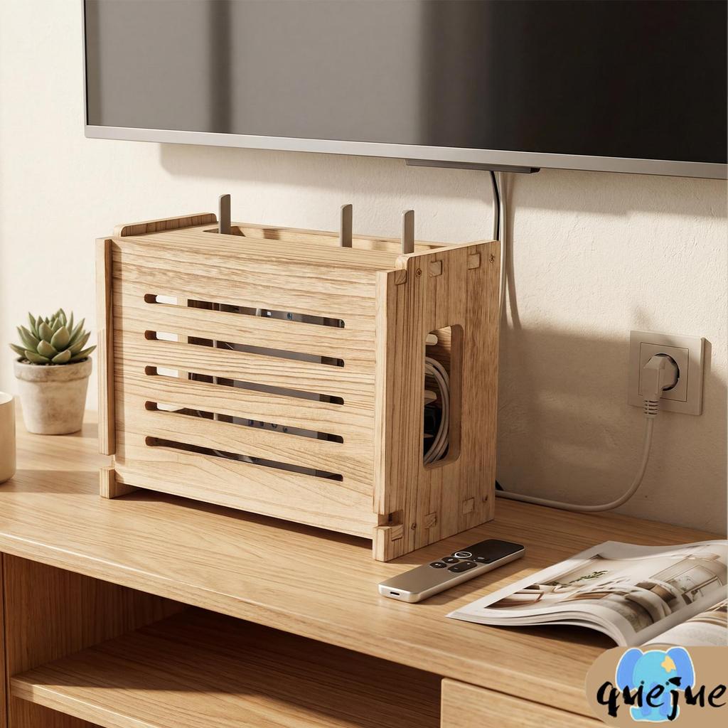 ชั้นวางเราเตอร์ไม้ประกอบง่ายตกแต่ง WiFi Router Hider สําหรับรางปลั๊กไฟส่วนใหญ่ SHOPQJC6943