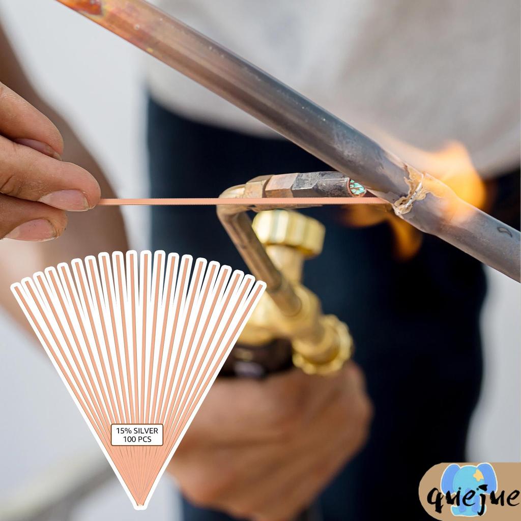 100 ชิ้น 15% Silver Brazing Rods BCuP-5 Silver Solder Phos ทองแดง Brazing โลหะผสมแบนเชื่อม Rods 0.05