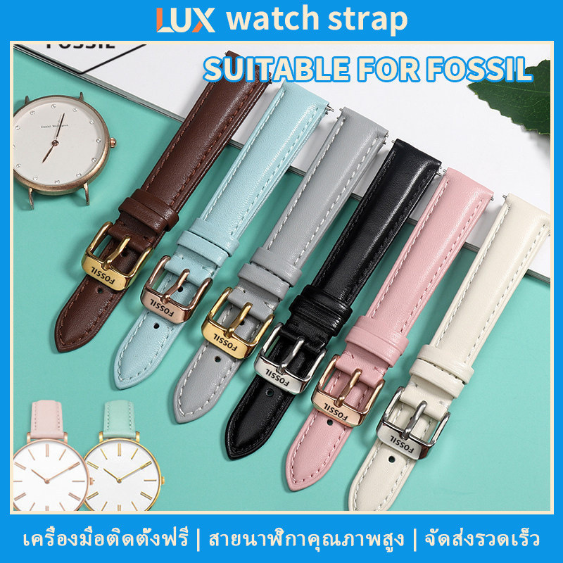 เหมาะสำหรับสายนาฬิกา FOSSIL สายหนังแท้เนื้อนุ่มสำหรับผู้หญิง หัวเข็มขัดหนังลูกวัวแท้ มีขนาด 12/14/16 มม., 18 มม., 20 มม., 22 มม