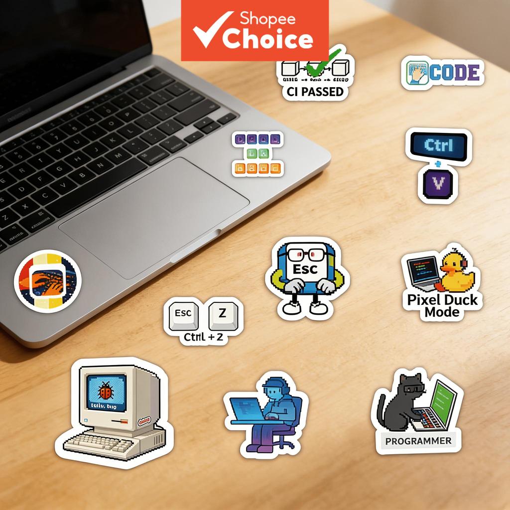 Tech Meme สติกเกอร์กันน้ํา 55 ชิ้น 4 ชุด Geek Programmer แล็ปท็อปเคสโทรศัพท์สมุดภาพ DIY Decor Pack