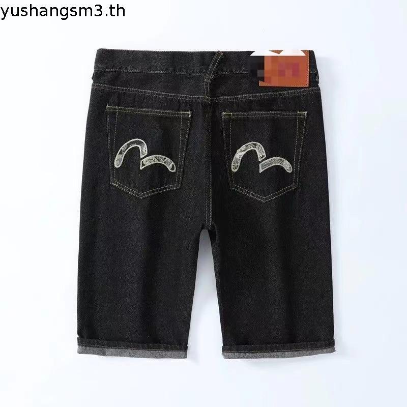 Evisu Koi กางเกงขาสั้นยีนส์หลวมตรงปัก