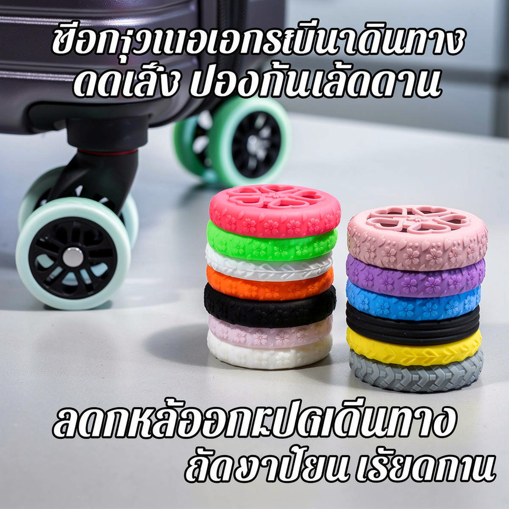 ฝาครอบล้อกระเป๋าเดินทางซิลิโคนลดเสียงรบกวนป้องกันแรงเสียดทานกระเป๋าเดินทางป้องกันรถเข็นเดินทาง