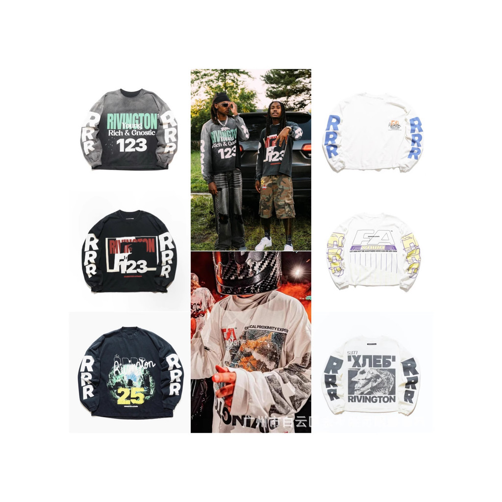 LV1P RRR123 L/S TEE Digital Graffiti Print Top High Street Retro Street Loose Casual Long Sleeve T S