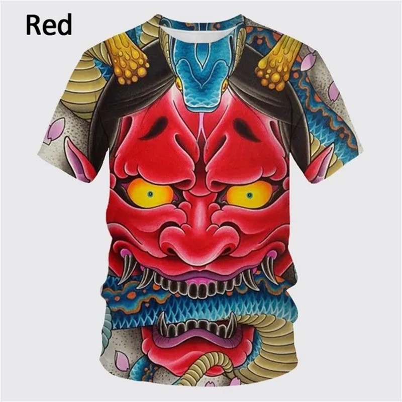 ญี่ปุ่น Ghost Prajna กราฟิก T เสื้อสําหรับชาย 3D การพิมพ์รอบคอลําลองแขนสั้น Tee Tops ส่วนบุคคลชายเสื้อ T