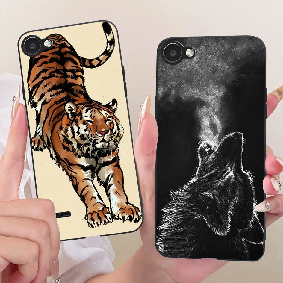 สําหรับ LG Q6 Alpha สําหรับ LG Q6 Plus X600 X600K X600S M700 Cool Tiger หมาป่ารูปแบบซิลิโคนนุ่มกันชน