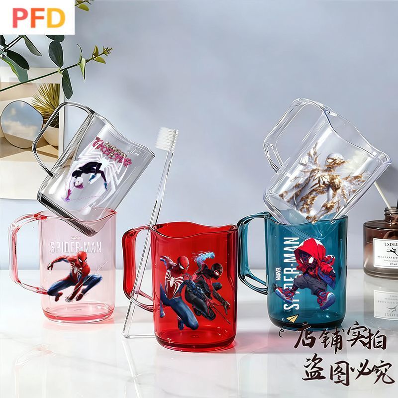 Spider-Man มนุษย์แมงมุม การ์ตูนถ้วยน้ําน้ํายาบ้วนปากถ้วยแปรงสีฟันถ้วยพลาสติกเด็กล้างแปรงสีฟันน้ํายาบ้วนปากถ้วย