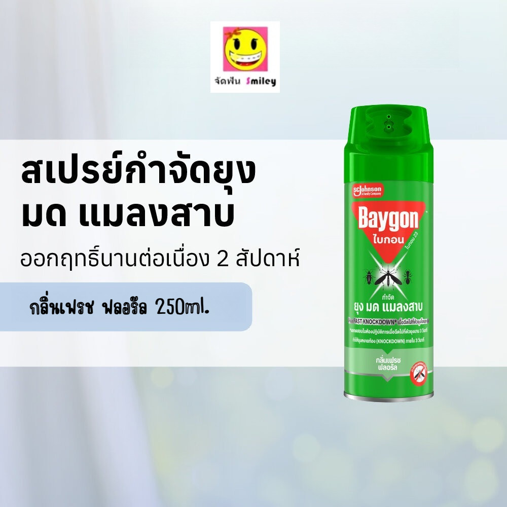 ไบกอนเขียว สเปรย์กำจัดยุง ยาฉีดยุง มด แมลงสาบ 250 มล Baygon Multi Insect Killer Aeresol Spray 250ml