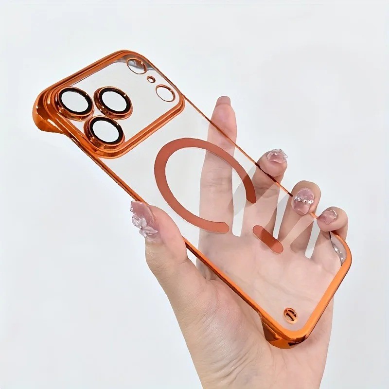หรูหราชุบไร้ขอบเคสใสสําหรับiPhone 17 Pro Max 16 15 Pro Max 17 Air 13 12 Pro Max 14 15 16 Plus Framelessอะคริลิคฝาหลังใส