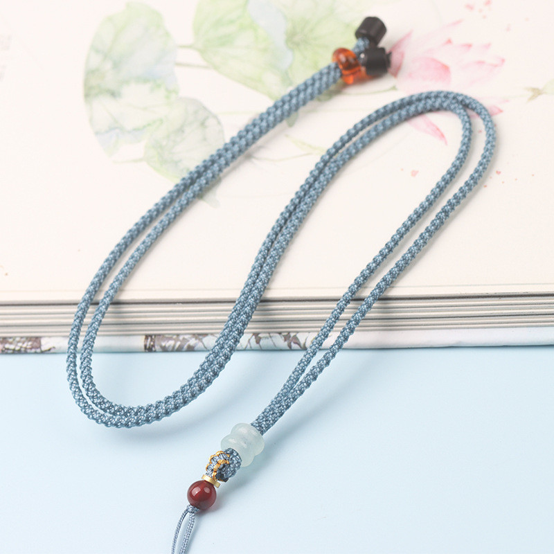 สร้อยข้อมือและจี้หยกพร้อมเชือกดัDurability Pineapple Fiber หวนหว่านไม้ไผ่ สไตล์ไทย