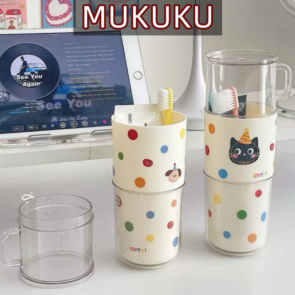 MUKUKU 3 ใน 1 กล่องใส่แปรงสีฟัน มัลติฟังก์ชั่น ที่วางแปรง แบบพกพา แยกได้ สำหรับเดินทาง