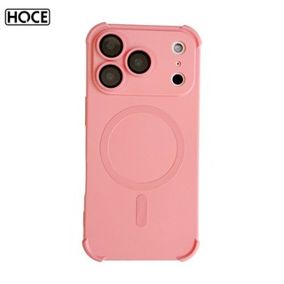 HOCE เคสโทรศัพท์ซิลิโคนอ่อนนุ่มกันกระแทก 4 มุมสําหรับ IPhone 17 16 15 14 13 12 Pro Max