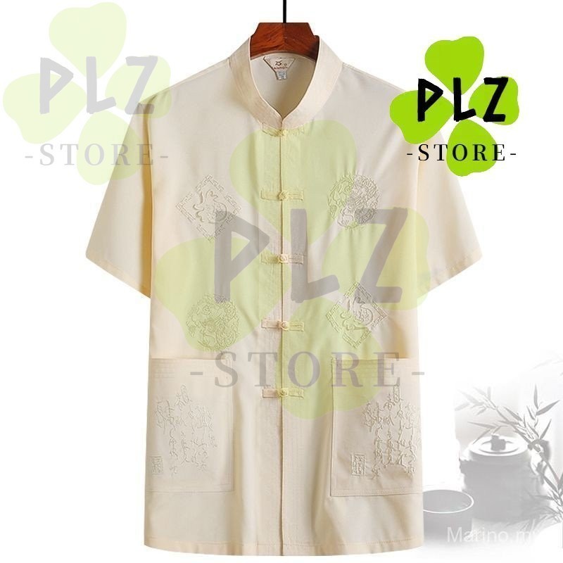 ชุดฮั่นฝูชายชุดพื้นเมือง 中 ผู้ชาย 中 Fuur Fuur 上衣 男 tang ชุดเสื้อผ้าปีใหม่ T Tang เสื้อชายพ่อเสื้อผ้า