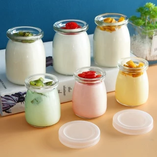 กระปุกพุดดิ้งแก้ว พร้อมฝาปิด ป้องกันการลื่นไถล ขนาด 100ml 150ml 200ml สำหรับใส่อาหารเด็ก โยเกิร์ต ของหวาน นม แยม เยลลี่ มูส น้ำผึ้ง วัสดุปลอดสารพิษ นำกลับมาใช้ใหม่ได้ ทำความสะอาดง่าย