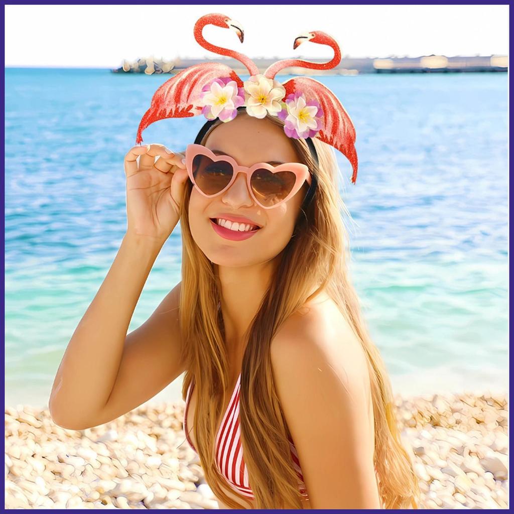Hawaiian Themed Headbands 7X Hawaiian Dress-Up Headbands ที่คาดผมริมทะเลตกแต่งแต่งตัวสําหรับเต้นรํา 