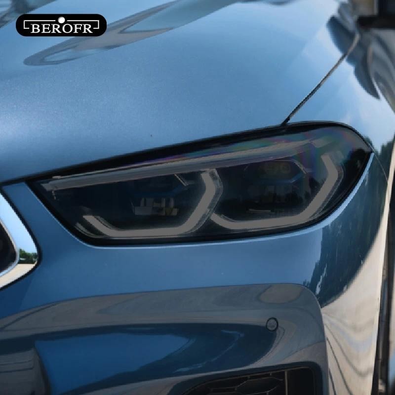 สําหรับ BMW 8 Series G14 G15 G16 ไฟหน้ารถสีควันสีดําป้องกันฟิล์มไวนิลป้องกันโปร่งใส TPU สติกเกอร์อุป