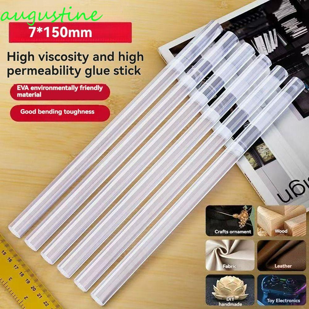 AUGUSTINE แท่งกาวร้อนละลาย 10 ชิ้น, โปร่งใส 7*150 มม. กาวร้อนละลาย, แถบซ่อมไม่มีสี, แท่งกาวความหนืดท