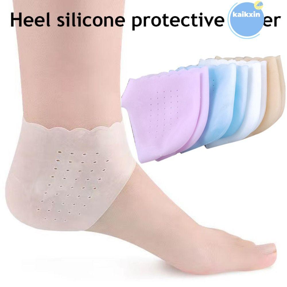 COOLSO 2 ชิ้น Feet Care ถุงเท้า, หลุม Moisturizing Gel Heel ถุงเท้าบาง, ลูกไม้ส้น Anti-Cracking ซิลิโคน Foot Care เครื่องมือ