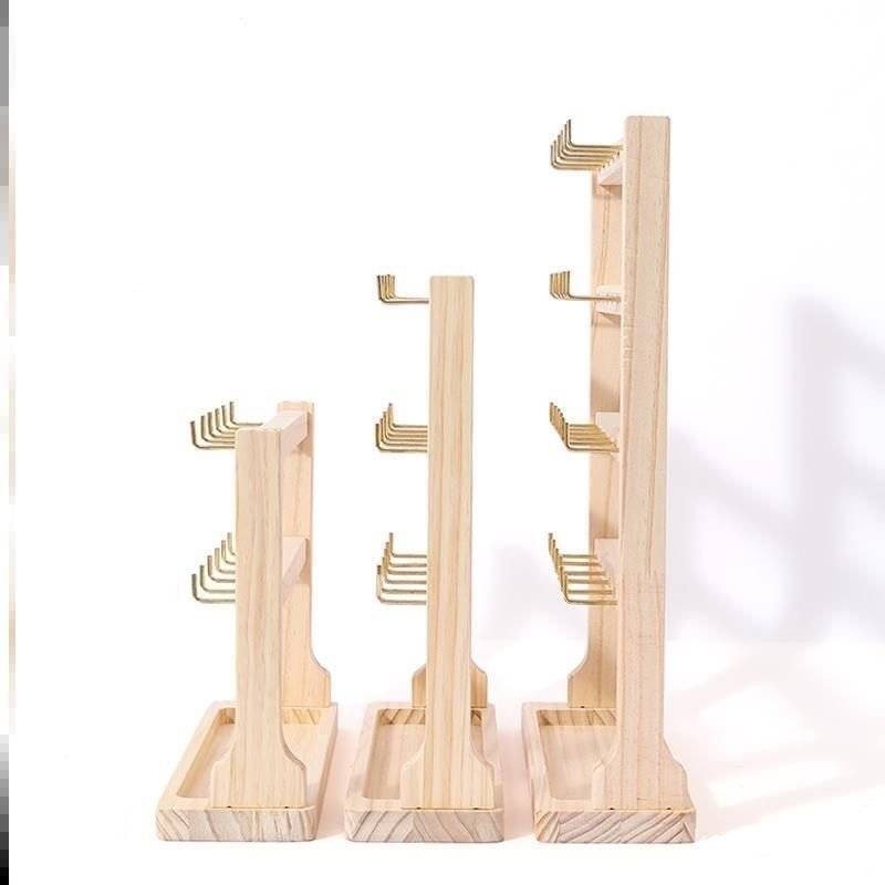ต่างหู Studs Storage Di ไม้เนื้อแข็งต่างหู Rack เครื่องประดับพวงกุญแจสร้อยข้อมือสร้อยคอขาตั้งจอแสดงผ