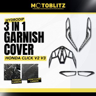MotoBlitz 3 in 1 Headlight Garnish Cover Click V2 V3 Hydropdip Forged Carbon Honeycomb Carbon