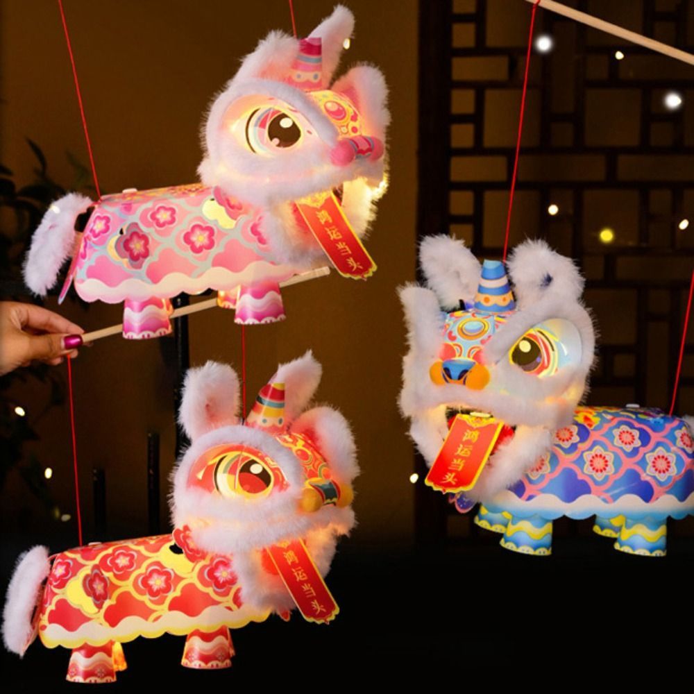 FLUXO โคมไฟเต้นรําสิงโต, โคมไฟมือถือทํามือการ์ตูน, แพ็คเกจวัสดุดั้งเดิม โคมไฟพกพากันน้ําสไตล์โบราณ ตรุษจีน - รูปที่ 7