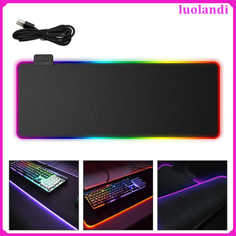 แผ่นรองเมาส์ LED สีดําสําหรับคอมพิวเตอร์กันน้ําป้องกัน Rgb แผ่นรองโต๊ะสําหรับเล่นเกม luolandi
