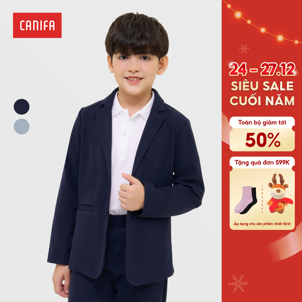 CANIFA เบลเซอร์เด็กผู้ชายคอปกเสื้อกั๊กแขนยาว 2OT25W006