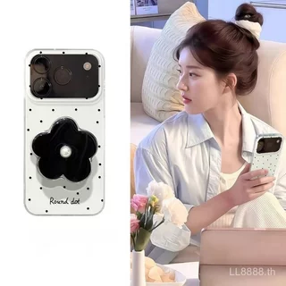 เคสโทรศัพท์ เหมาะสําหรับ iPhone 7 8 X XS XR XSMAX 11 12 13 14 15 16 17 Pro max Plus Air Star Zhao Silu สไตล์เดียวกัน Polka Dot ดอกไม้สีดําวงเล็บโซ่กันกระแทกกันกระแทกป้องกันกรณี เคสแบบรวมทุกอย่าง J9BC