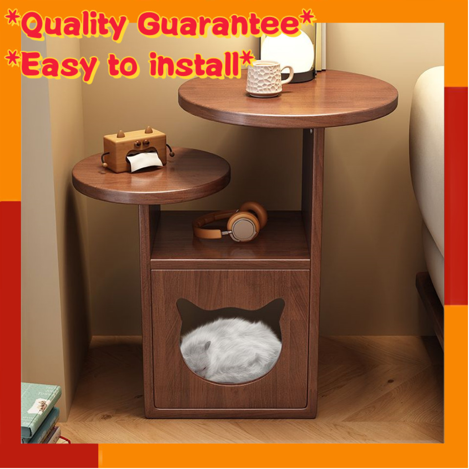 Solid wood sofa side table bedside table small side table coffee table sofa bedside side shelf cat h