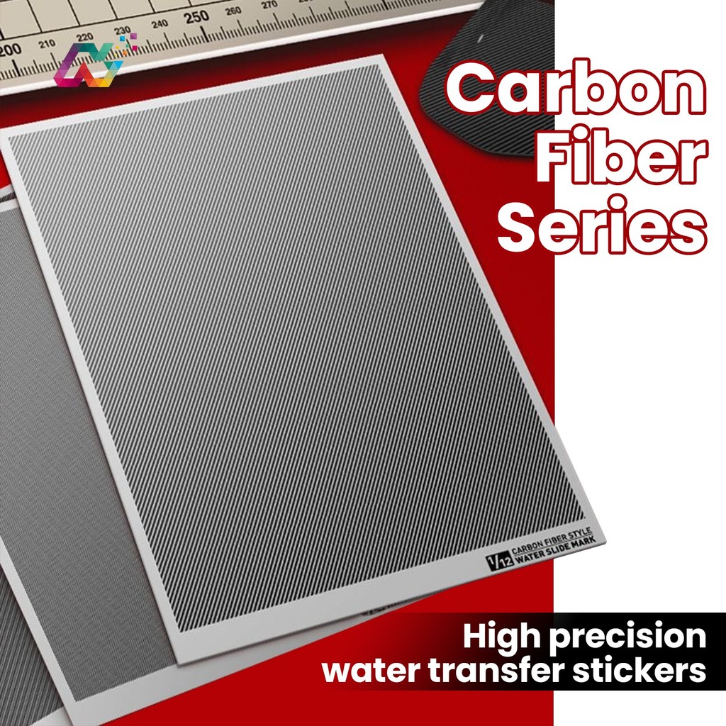 รุ่นน้ําสไลด์ Decal คาร์บอนไฟเบอร์น้ํา Transfer Decal สําหรับ 1/12 1/24 1/32 Scale HobbyMio CBSERIES ความแม่นยําสูงสไลด์น้ํา Decal การปรับเปลี่ยนรถสติกเกอร์