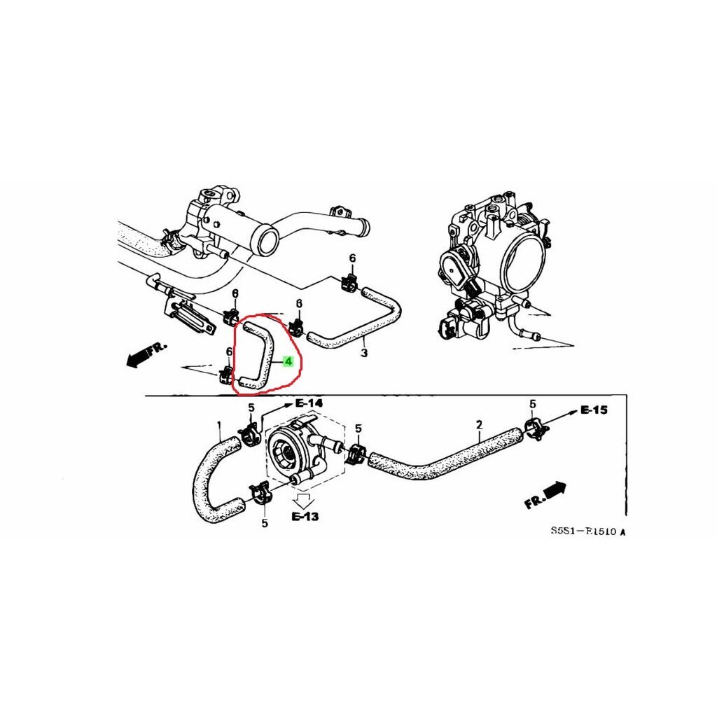 ท่อยางข้างเครื่อง HONDA CR-V Gen2 G2 2.0 2.4 2002-2007 K20A 2.0 K24A 2.4