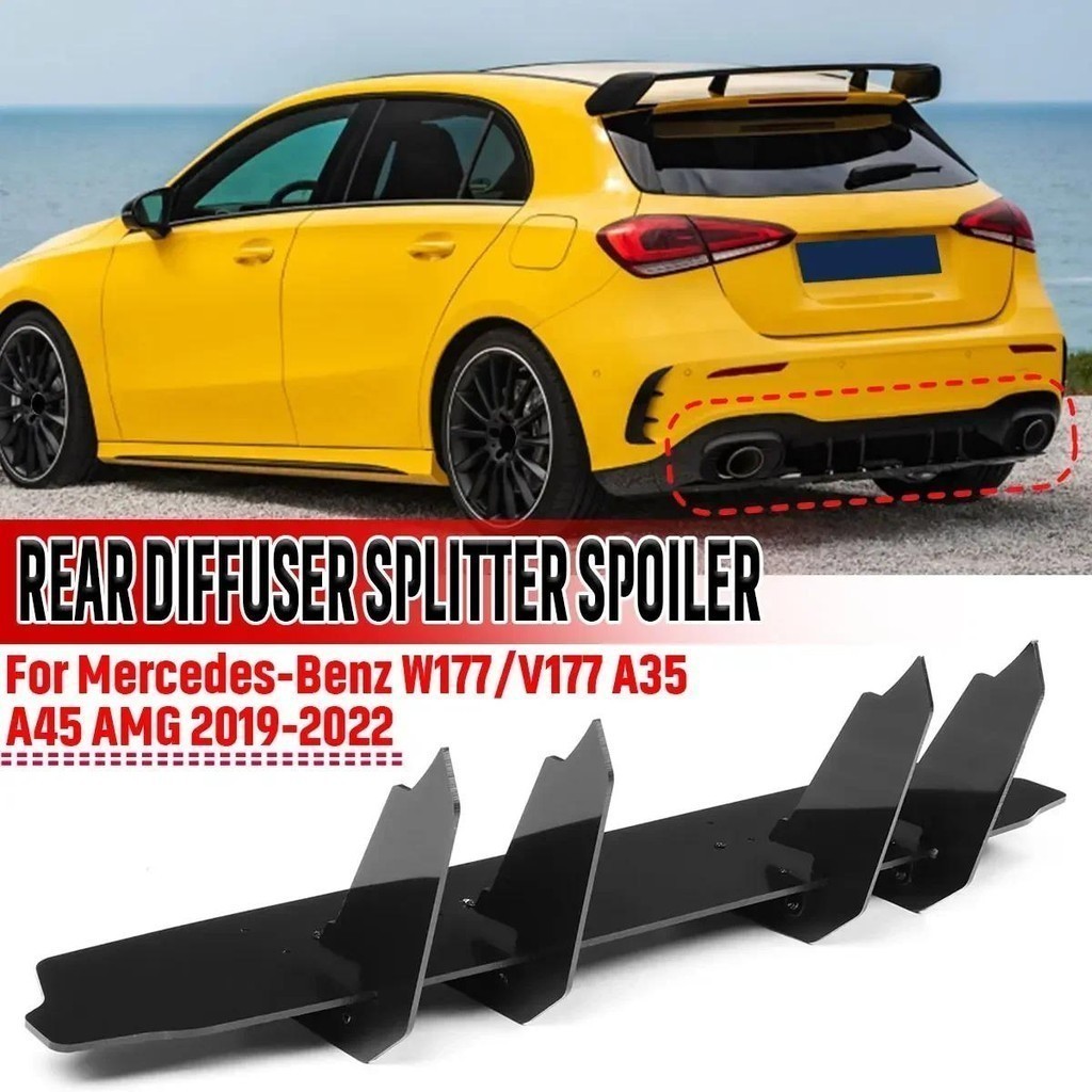 ใหม่ด้านหลังกันชน Lip Diffuser Shark Fin สําหรับ Mercedes สําหรับ Benz W177 V177 A35 A45 สําหรับ AMG