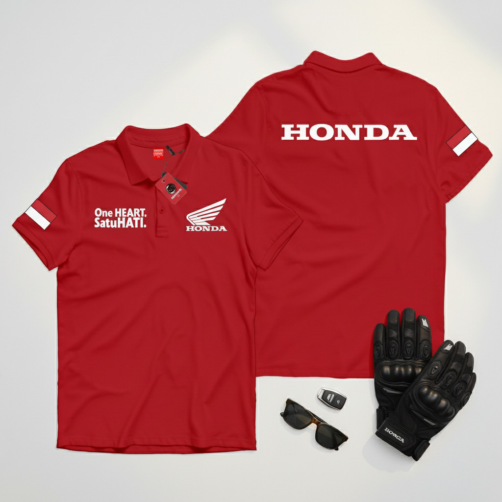 SAKAZUKI Poloshirt เสื้อโปโลคอปก เสื้อยืด Distro Image Honda Wings Logo Racing Automotive