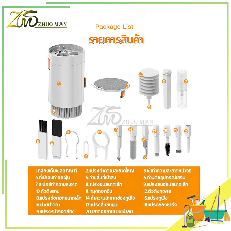 ชุดทำความสะอาด 20-in-1 ชุดทำความสะอาดคีย์บอร์ด แปรงทําความสะอาดหน้าจอ, ทําความสะอาดหูฟัง,น้ํายาล้างคีย์บอร์ด อเนกประสงค์ - รูปที่ 4
