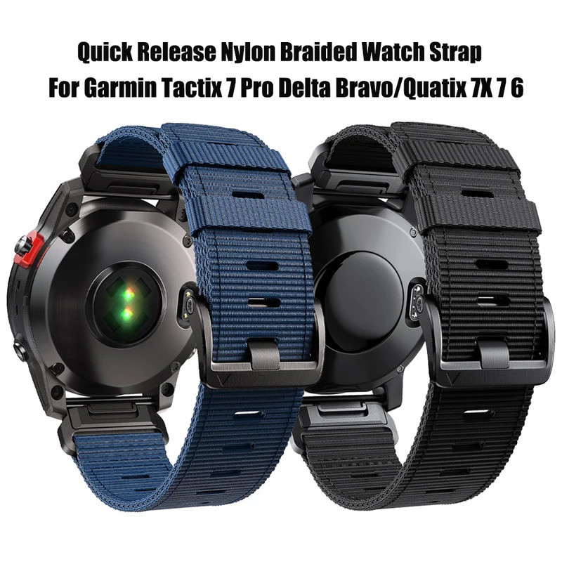 22 มม.26 มม.Quickfit สายไนลอนสําหรับ Garmin Tactix 7 Pro Delta Bravo Wear-Resistant Braided Band Qua