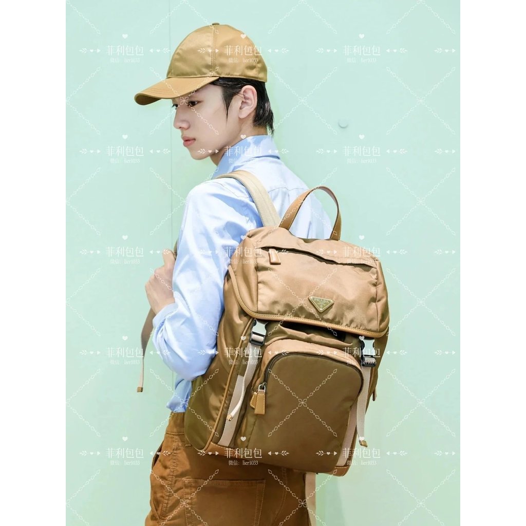 กระเป๋าเป้สะพายหลังสไตล์ปราด้า ทำจากไนลอน ทนทานและเหมาะสำหรับหลายโอกาส สำหรับนักเรียน ทริป และออกกำล