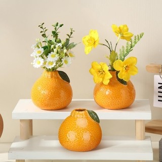 Decoration Vase Oranges Plastic Vase Plants Hydroponic Flower Pot Desktop Flower Ornament Home Decor