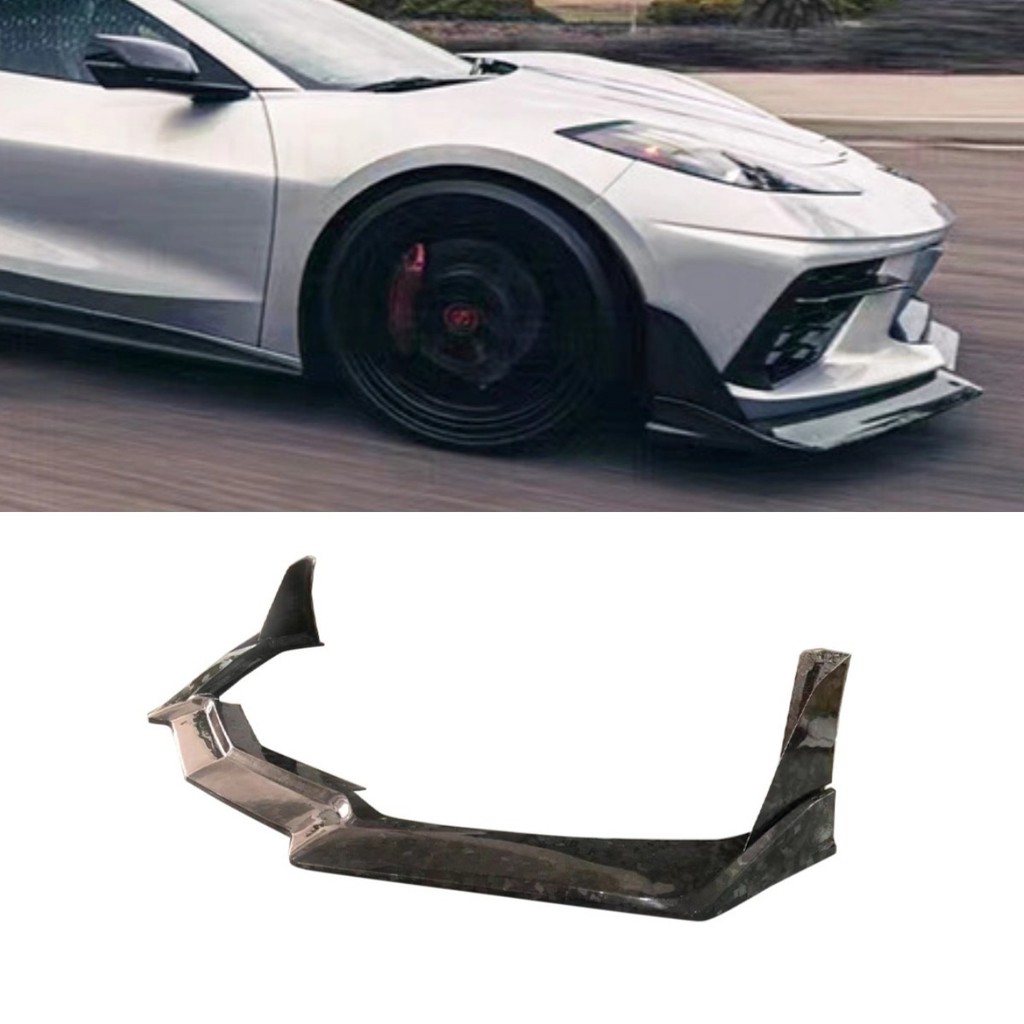 คาร์บอนไฟเบอร์รถกันชนหน้าสปอยเลอร์ Splitter Deflector สําหรับ Chevrolet Corvette C8 ZR1 ZTK 2020-IN 