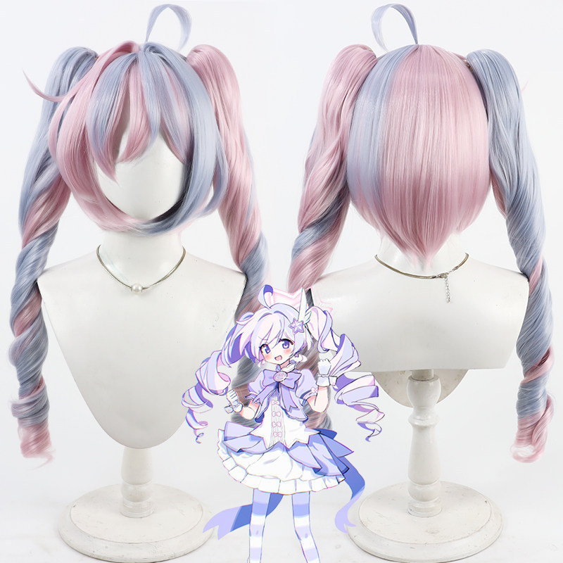 Blue Archive Uzawa Reisa Cosplay Wig | Realistic Scalp Dual-Color Patchwork Roman Curls | Anime Game