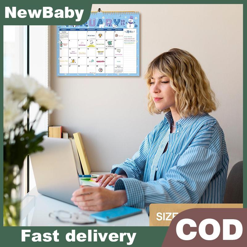 NEWBABY 18 ปฏิทินติดผนังรายเดือนเดือนมกราคม 2025 ถึงมิถุนายน 2026 ปฏิทินขนาดใหญ่ตามฤดูกาล Wall Plann