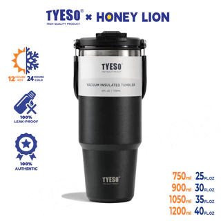 TYESO x HoneyLion แก้วเก็บเย็นสแตนเลส 304 ขนาด 1200ml จุใจ ฝากันรั่ว 360 องศา ถอดหลอดล้างได้ทุกชิ้น ป้องกันเชื้อราในอากาศชื้น - 01-01022/23/24/25/26