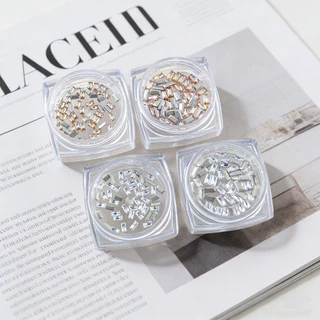 50 ชิ้นชนิดบรรจุกล่อง Chamfered ยาวZirconเล็บเพชรStrobe MiniแชมเปญZirconฟรีDiyเล็บเพชร