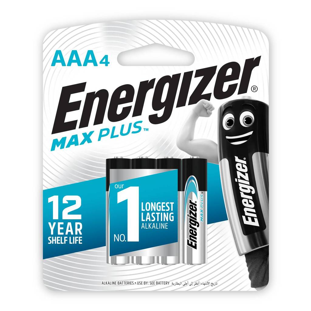 ถ่านอัลคาไลน์ Energizer Max Plus AAA แพ็ก 4 (แพ็กสีขาว ENERGIZER MAXPLUS EP92AAA BP4 WHITE PACK