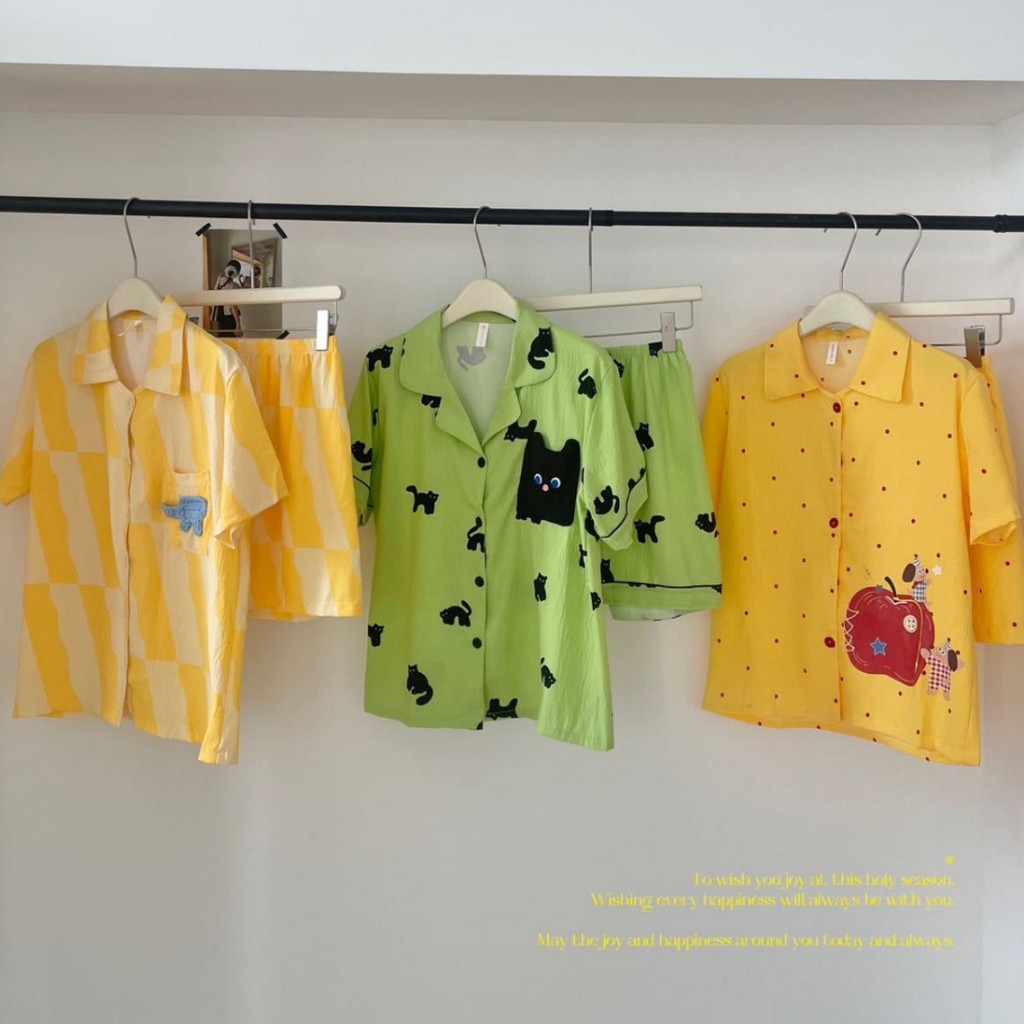 Vitality Girl Homewear สูทฤดูร้อนการ์ตูนแมวดําตัวน้อยคาร์ดิแกนแขนสั้นกางเกงขาสั้น Homewear ผู้หญิง