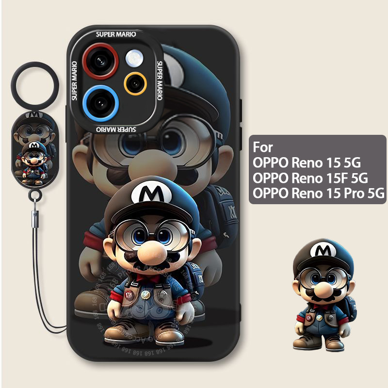 เคส OPPO Reno 15 15F 5 G เคส OPPO Reno 15 Pro 5G Pro Max 5G เคสลายการ์ตูนอนิเมะมาริโอ กันกระแทก พร้อมที่ป้องกันเลนส์กล้อง หนังสายน้ำมือถือ ซิลิโคนด้านนุ่มกันรอยนิ้วมือ สำหรับเด็กผู้ชาย ผู้ชาย นักเรียน