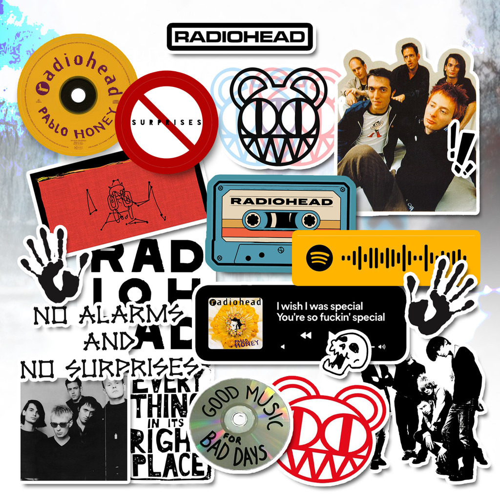 20 ชิ้น RADIOHEAD Band Pack สติกเกอร์ | สติ๊กเกอร์กันน้ําป้องกันการจางหาย | สติ๊กเกอร์ความงาม