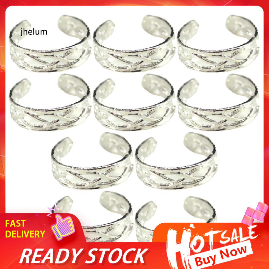 Jl * 10 ชิ้นปรับชุบเงินเปิดเครื่องประดับแหวนนิ้วเท้าสําหรับผู้หญิง Party