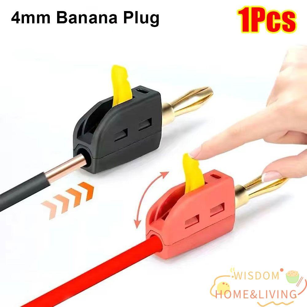 WISDOM 1 ชิ้น Quick Connect Banana Jack, 4 มิลลิเมตร Solderless Banana Plug, ทองเหลือง High Current 